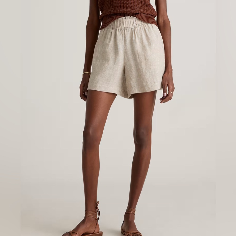 Quince 100% European Linen High Waisted Shorts